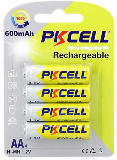 
					Акумулятор PKCELL 1.2V AA 600mAh NiMH Rechargeable Battery, 4 штуки в блістері ціна за блістер, Q12