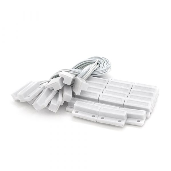 
					Датчик магнітоконтактний з проводом 30 см MC-38, 27 * 14 * 10 мм, пластик, білий, під шуруп, липучка + саморізи, 20 штук в упаковці, ціна за упаковку