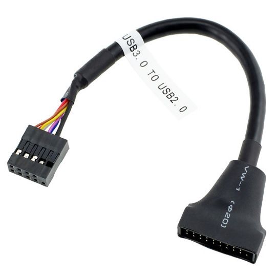 
					Перехідник USB 2.0 => USB 3.0 для материнської плати, 20pin (тато) to 9 pin (мама)