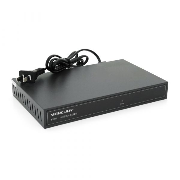 
					Комутатор POE 48V Mercury S109P 8 портів POE + 1 порт Ethernet (Uplink) 10/100 Мбіт / сек, БП в комплекті, BOX Q200 (285 * 223 * 68) 0,97 кг (216 * 131 * 30)