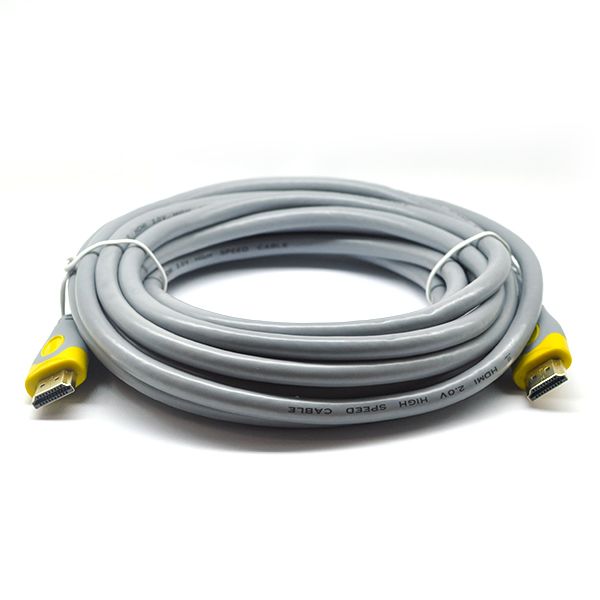 
					Кабель Merlion HDMI-HDMI V-Link High Speed 10.0m, v2,0, OD-8.2mm, круглий Grey, коннектор Grey / Yellow, (Пакет), Q30