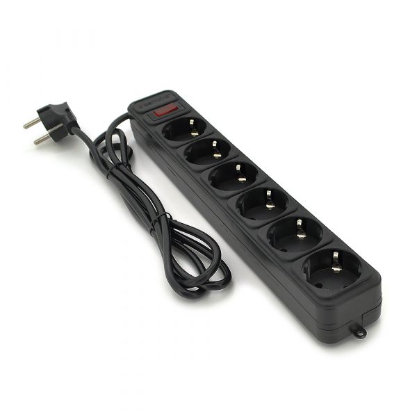 
					Мережевий подовжувач Gembird SP6, 220В 10А, 6 розеток, 3 м, Black, Q30
