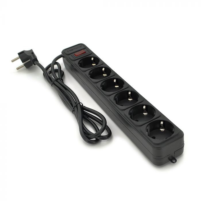 
					Мережевий подовжувач Gembird SP6, 220В 10А, 6 розеток, 3 м, Black, Q30