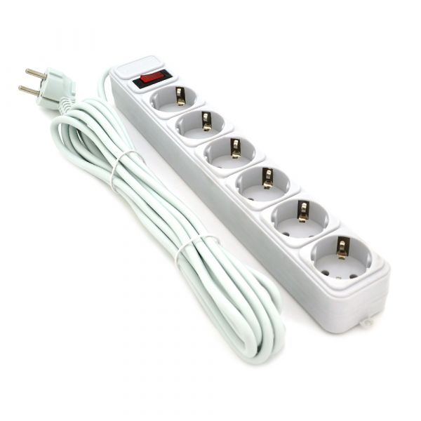 
					Мережевий подовжувач Gembird SP5, 220В 10А, 6 розеток, 3 м, Gray, Q30