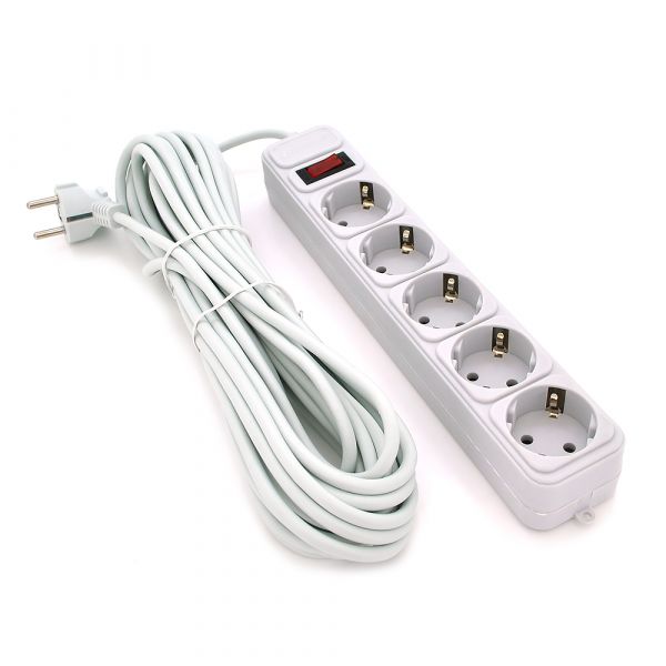 
					Мережевий подовжувач Gembird SP5, 220В 10А, 5 розеток, 10 м, Gray, Q20