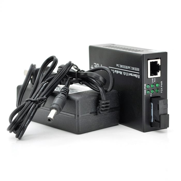 
					Медіаконвертер POE, FT-1G1EPS-20, SC 20km, Fast Ethernet 10/100/1000 Мбит/с, + блок живлення 48В, 2,5А (0 +70 ° C),  + перехідник, Q60