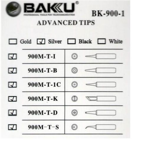 
					Жало для паяльника  BAKKU BK-900M-T-D,silver