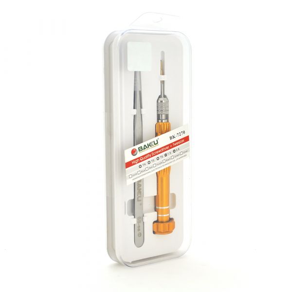 
					Набір інструментів BAKKU BK-7270 (T4, T5, T6, зведена 0.8, хрест 1.5, пінцет), Blister