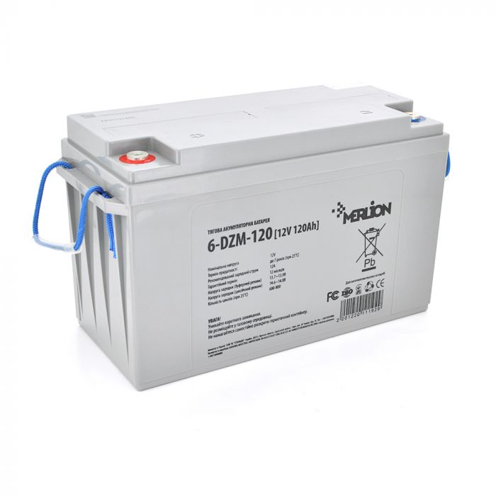 
					Тяговая аккумуляторная батарея  AGM MERLION 6-DZM-120, 12V 120Ah ( 407 x 177 x 225) Q1