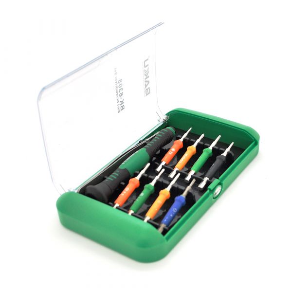 
					Набір інструментів BAKKU BK-6308 (Trox: T2, T3, T4, T6, Y-stype: 0.8, 1.2, Хрест: + 1.5, + 1.2, Прямий: -1,5), Box