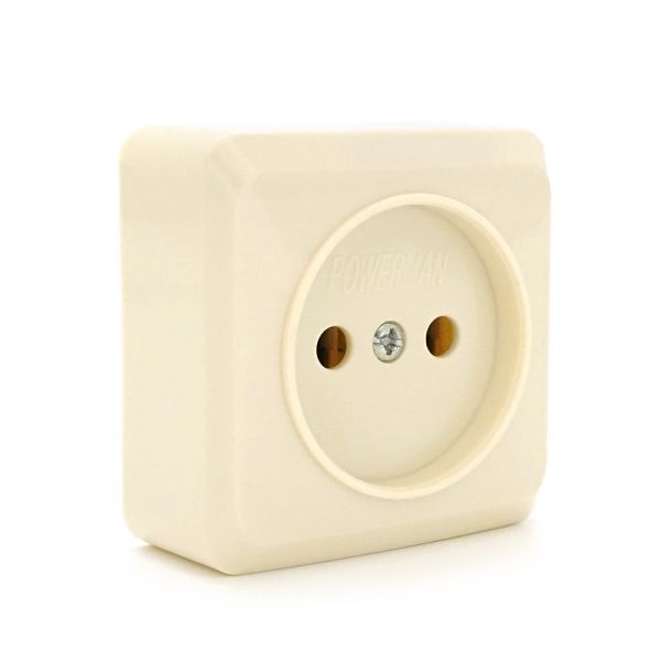 
					Розетка без заземлення зовнішнього монтажу, White, Q42