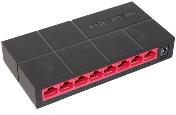 
					Комутатор Mercury SG108M 8 портів Ethernet 10/100 Мбіт / 1000 Мбіт / сек, BOX Q40