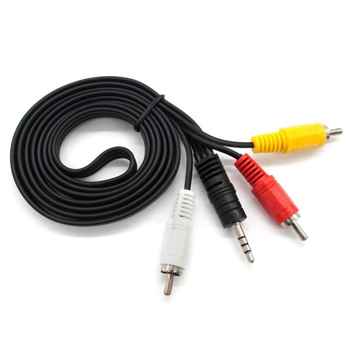 
					Кабель DC3.5 (тато) => 3хRCA (тато), GOLD Jack, довжина Jack 15мм, CU, круглий, Black, 1,5 м, (Пакет) Q500
