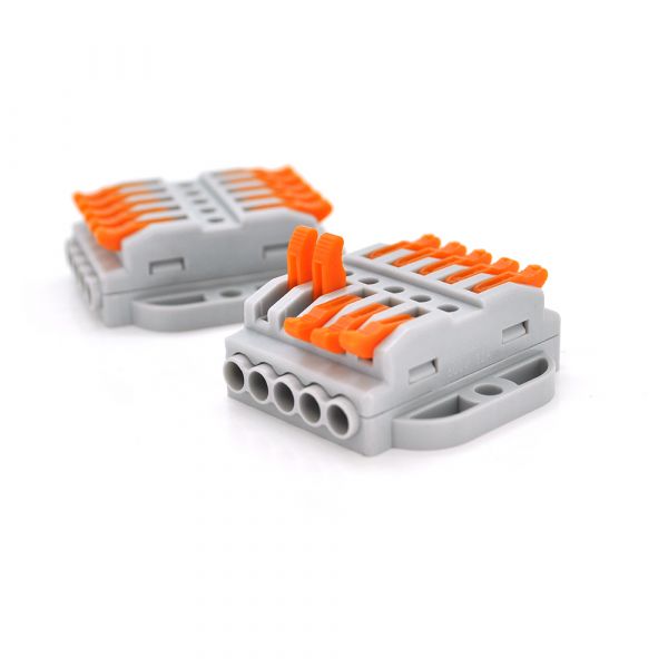 
					Клемна колодка з нажимними зажимами 5-дротова WAGO K223-5P для розподільчих коробок, 5-pin, сіра