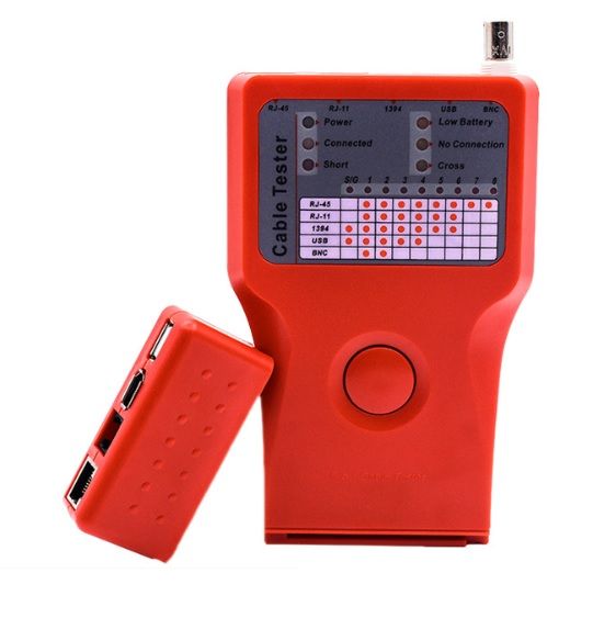 
					Кабельний тестер Merlion  мультифункціональний 5 в 1 RJ-11 / RJ-45 / BNC / USB /1394
