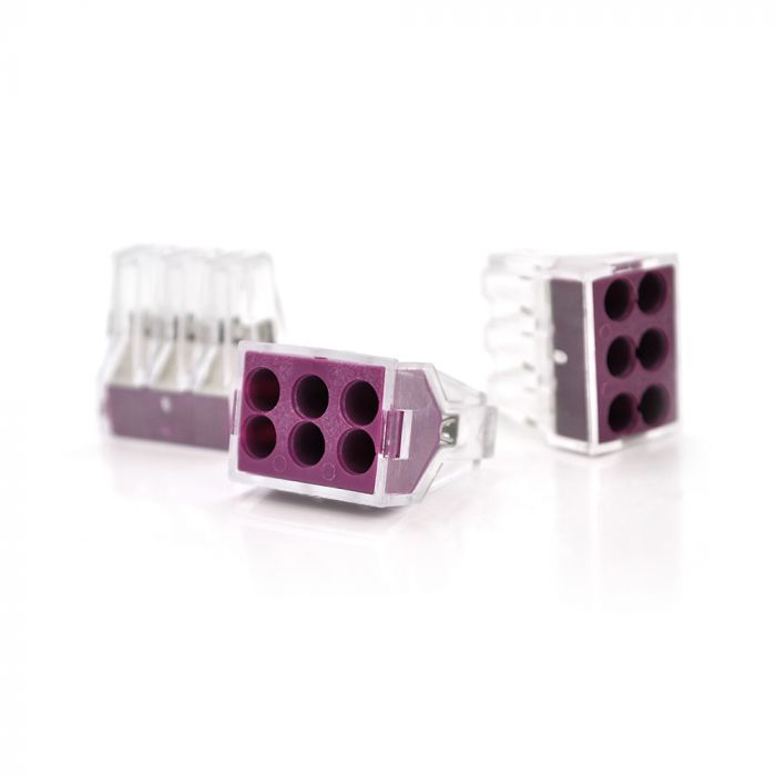 
					Клема з затискачем 6-дротова WAGO K773-106 для розподільчих коробок, 6-pin, прозоро-фіолетова