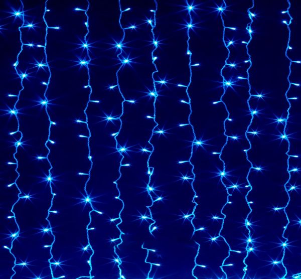 
					Гірлянди 144LED (Штора) Blue, 8 режимів, 3 метра, прозора ізоляція, BOX