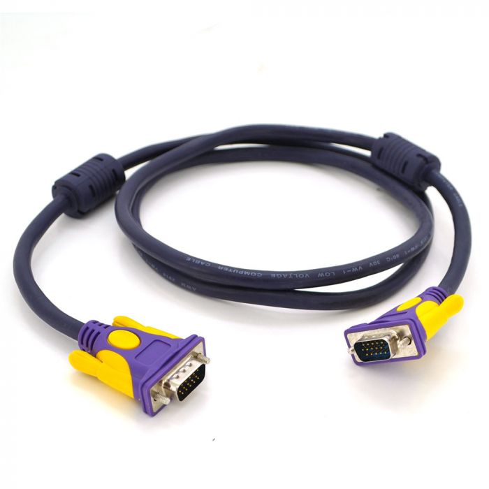 
					Кабель Merlion VGA 3 + 4 with shielding, 1,5m, male to male (тато-тато), 2 фериту, purple, Пакет Q100