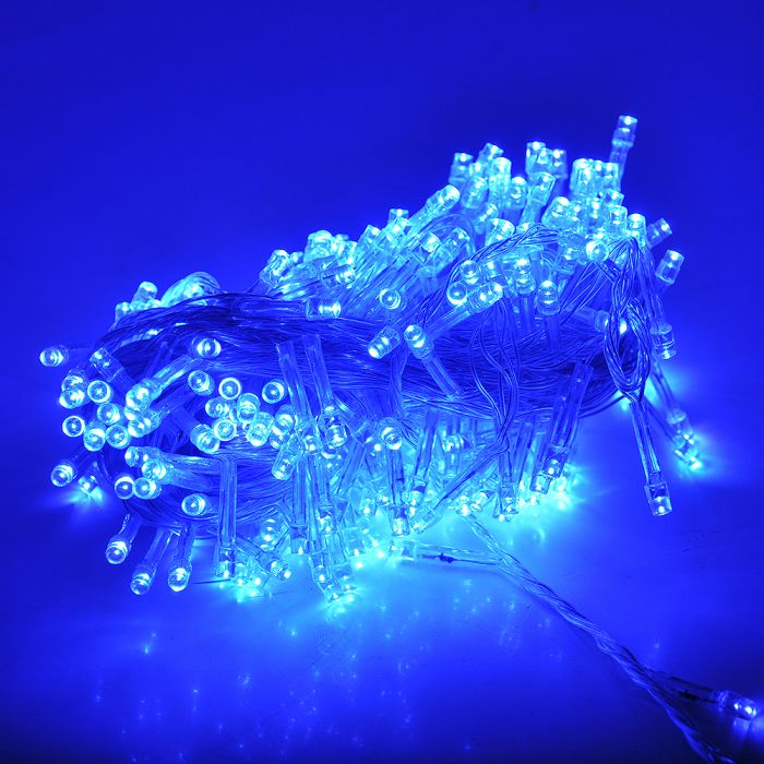 
					Гірлянди 200LED (Діод) Blue, 8 режимів, 13.5 метрів, чорна ізоляція, BOX