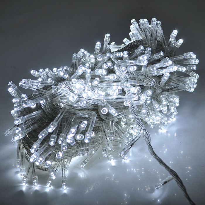 
					Гірлянди 300LED (Діод) White, 8 режимів, 16метров, прозора ізоляція, BOX