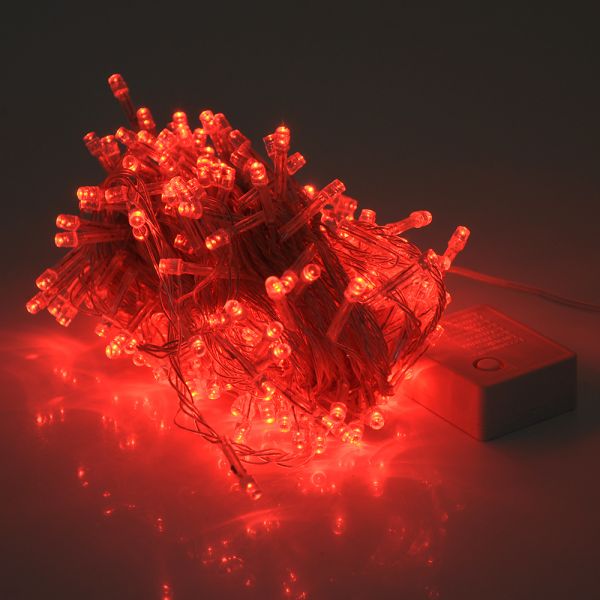 
					Гірлянди 300LED (Діод) Red, 8 режимів, 16метров, прозора ізоляція, BOX