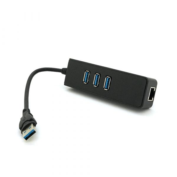 
					Хаб USB 3.0, 3 порти USB 3.0 + 1 порт Ethernet, Black,  BOX