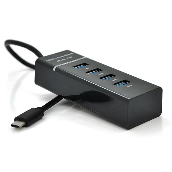 
					Хаб Type-C, 4 порти USB 3.0, 20 см, Black, Blister