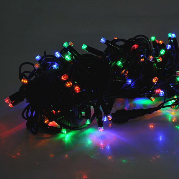 
					Гірлянди 100LED (ДИОД) Red / Green / Blue / Yellow, 10 метрів, чорна ізоляція (вулична), BOX