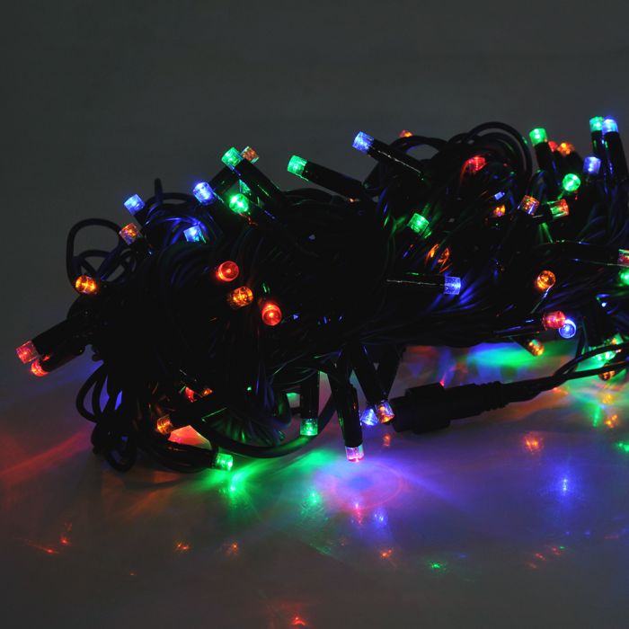 
					Гірлянди 100LED (ДИОД) Red / Green / Blue / Yellow, 10 метрів, чорна ізоляція (вулична), BOX