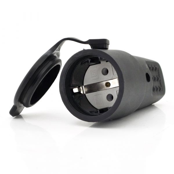 
					Штепсельний роз'єм каучуковий з заземленням IP44 16A 250V 602228, Black