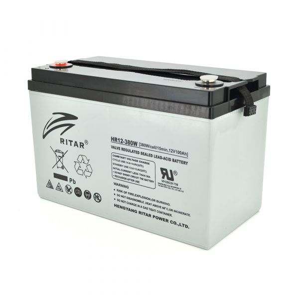 
					Акумуляторна батарея AGM RITAR HR12380W, Gray Case, 12V 100.0Ah ( 328 х 172 х 215 (220 ) 30.50kg Q1