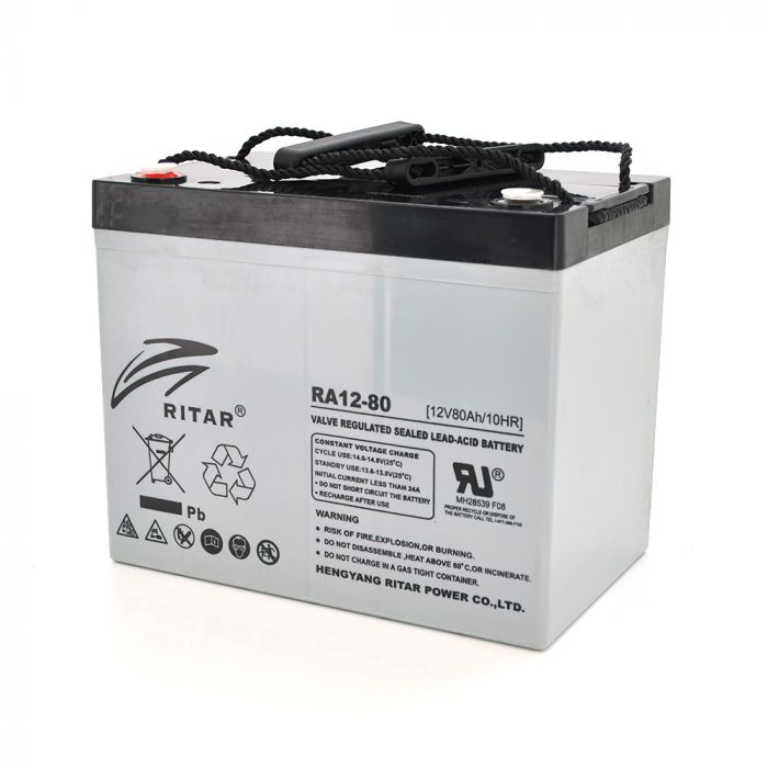 
					Акумуляторна батарея AGM RITAR RA12-80, Gray Case, 12V 80.0Ah ( 350 x 167 x 182 ) Q1