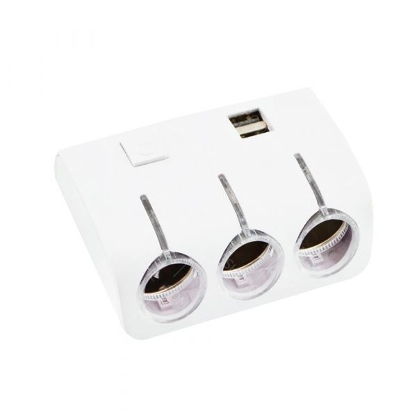
					АЗП розгалужувач WEIFENG, 12V-3 * 12V + 2 * USB, White, Blister