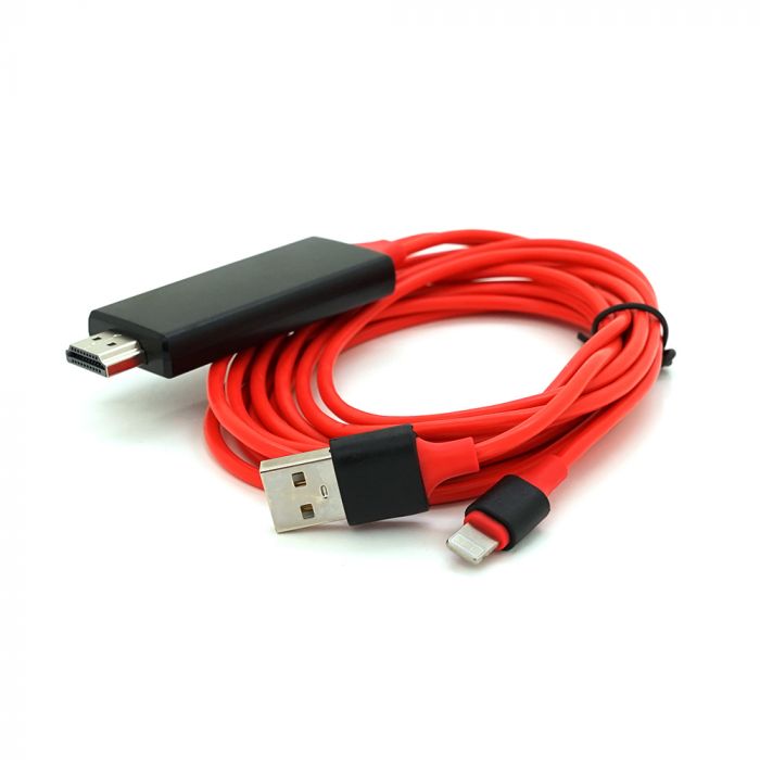 
					Конвертер Lighting (папа) на HDMI(папа) 1,8м, RED, 4K/2K, BOX