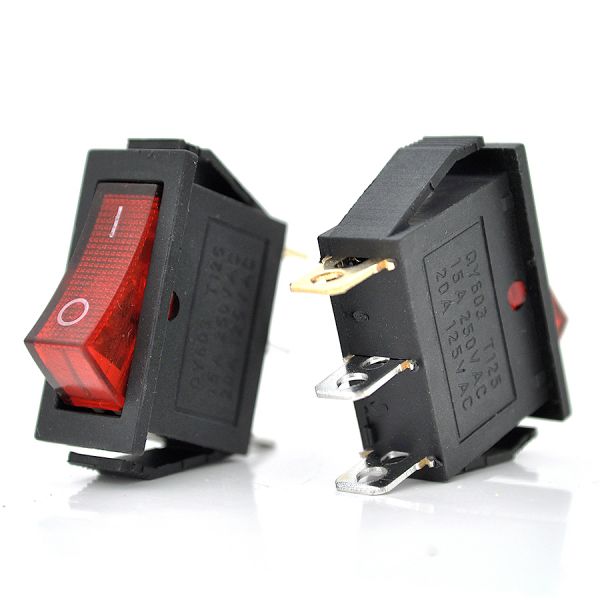 
					Перемикач ON-ON KCD3-102N, 250VAC / 16A, 3 контакта, Red, Q200