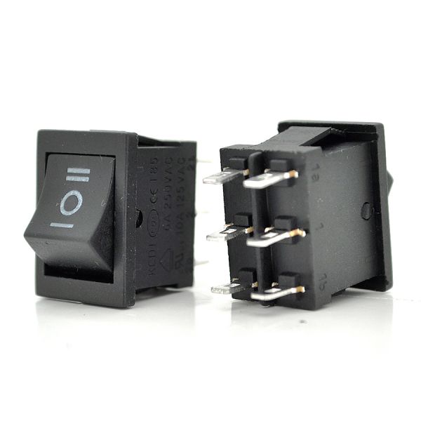 
					Перемикач ON-OFF KCD2-213, 250VAC / 6A, 6 контактів, Black,  Q100