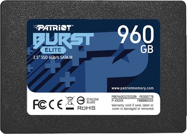 Твердотільний диск 2.5"  960GB Patriot Burst Elite   SATA 3, Read/Write 450/320 MB/s 3D TLC NAND (PBE960GS25SSDR)