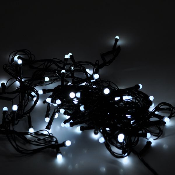 
					Гірлянди 100LED (Свічка) White, 8 режимів, 5 метрів, чорна ізоляція, BOX
