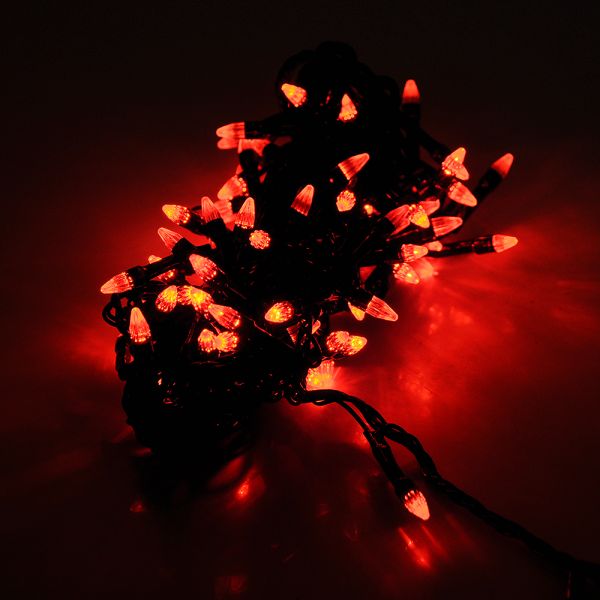 
					Гірлянди 100LED (Діод) Red, 7 режимів, 5 метрів, чорна ізоляція, BOX