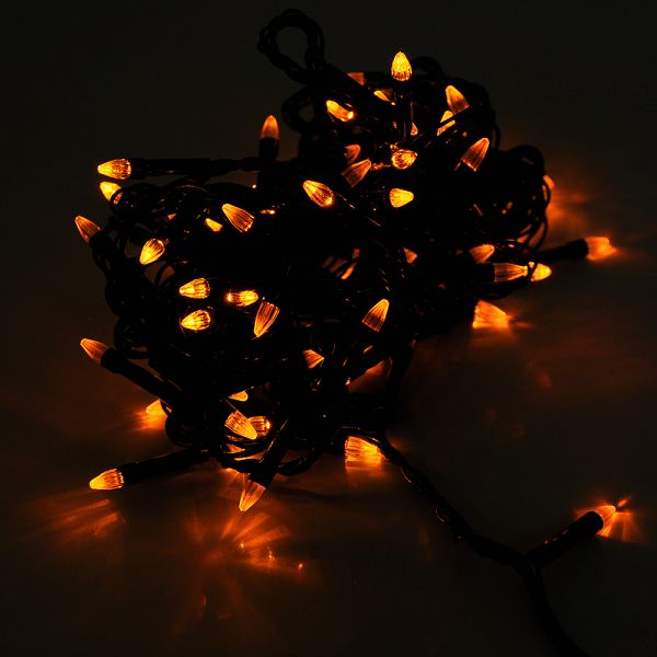 
					Гірлянди 100LED (Діод) Yellow, 7 режимів, 5 метрів, чорна ізоляція, BOX