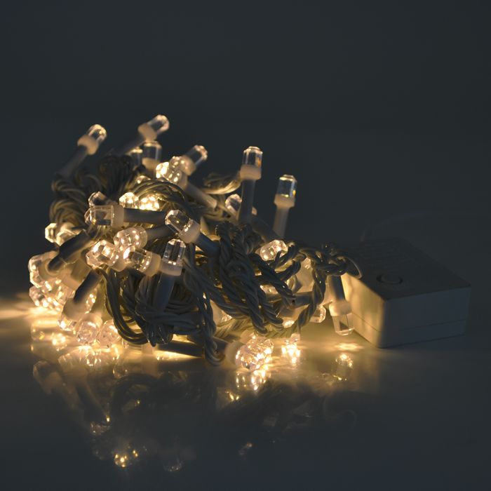 
					Гірлянди 100LED (Шестигранник Big) Yellow, 8 режимів, 5 метрів, біла ізоляція, BOX