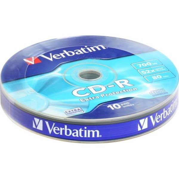 Диск CD-R 700MB  52x   10pcs  Verbatim Extra Protection Spindle Wrap (43725)