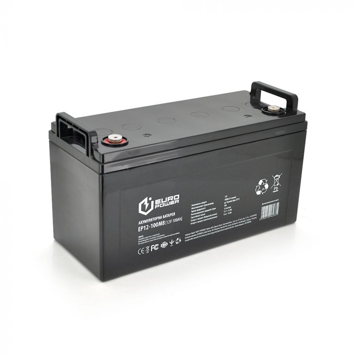
					Акумуляторна батарея EUROPOWER AGM EP12-100M8 12 V 100 Ah (329 х 172 х 218) Black Q1