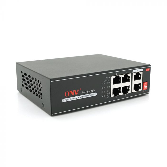 
					4х портовий PoE комутатор з автоперезапуском ONV-H1064PLD, 4хРоЕ 100 Мбіт + 2х100 Мбіт до 250м, IEEE802.3af/at, загальна потужність 65Вт