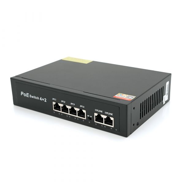 
					Комутатор POE 48V з 4 портами POE 100Мбит + 2 порт Ethernet (UP-Link) 100Мбит, корпус - метал, Black, БП вcтроенний, Q20