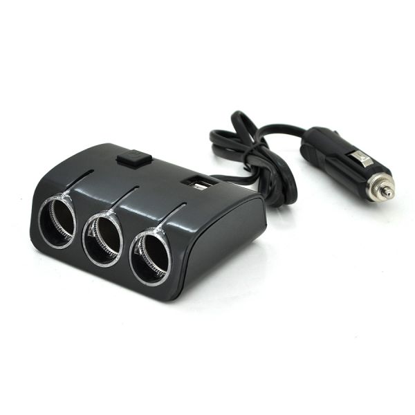 
					АЗП розгалужувач Olesson 1506, 12V-3 * 12V + 2 * USB, Black, Bliste