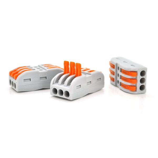 
					Клемна колодка з нажимними зажимами 3-дротова WAGO K773-313 для розподільчих коробок, 3-pin, сіра