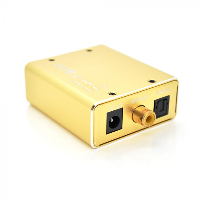 
					Активний конвертер VEGGIEG F101 з цифрового (SPDIF) в аналоговий (RCA) аудіо сигнал, Gold