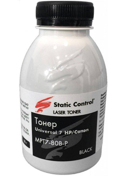 Тонер HP/Canon УНІВЕРСАЛЬНИЙ №7  80г (фасований)  *Static Control (MPT7-80B-P)