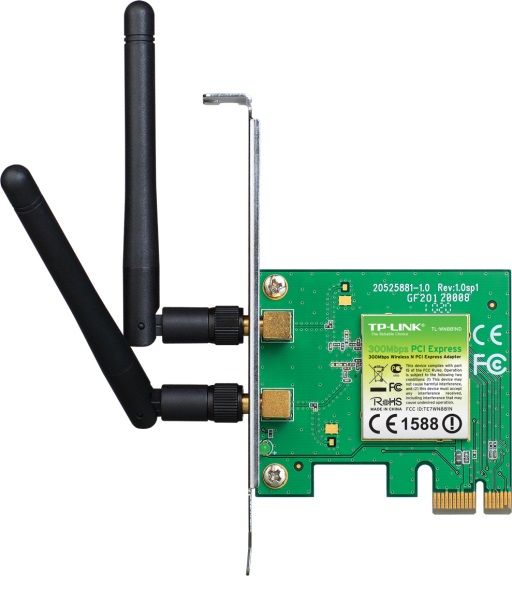 Безпровідний мережевий адаптер TP-Link TL-WN881ND PCI-E (300Mbps Wireless N PCI Express Adapter, 2.4GHz, 802.11n/g/b, 2 detachable antennas)